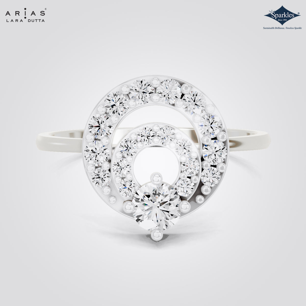 Arias by Lara Dutta Round Open Halo Diamond Ring