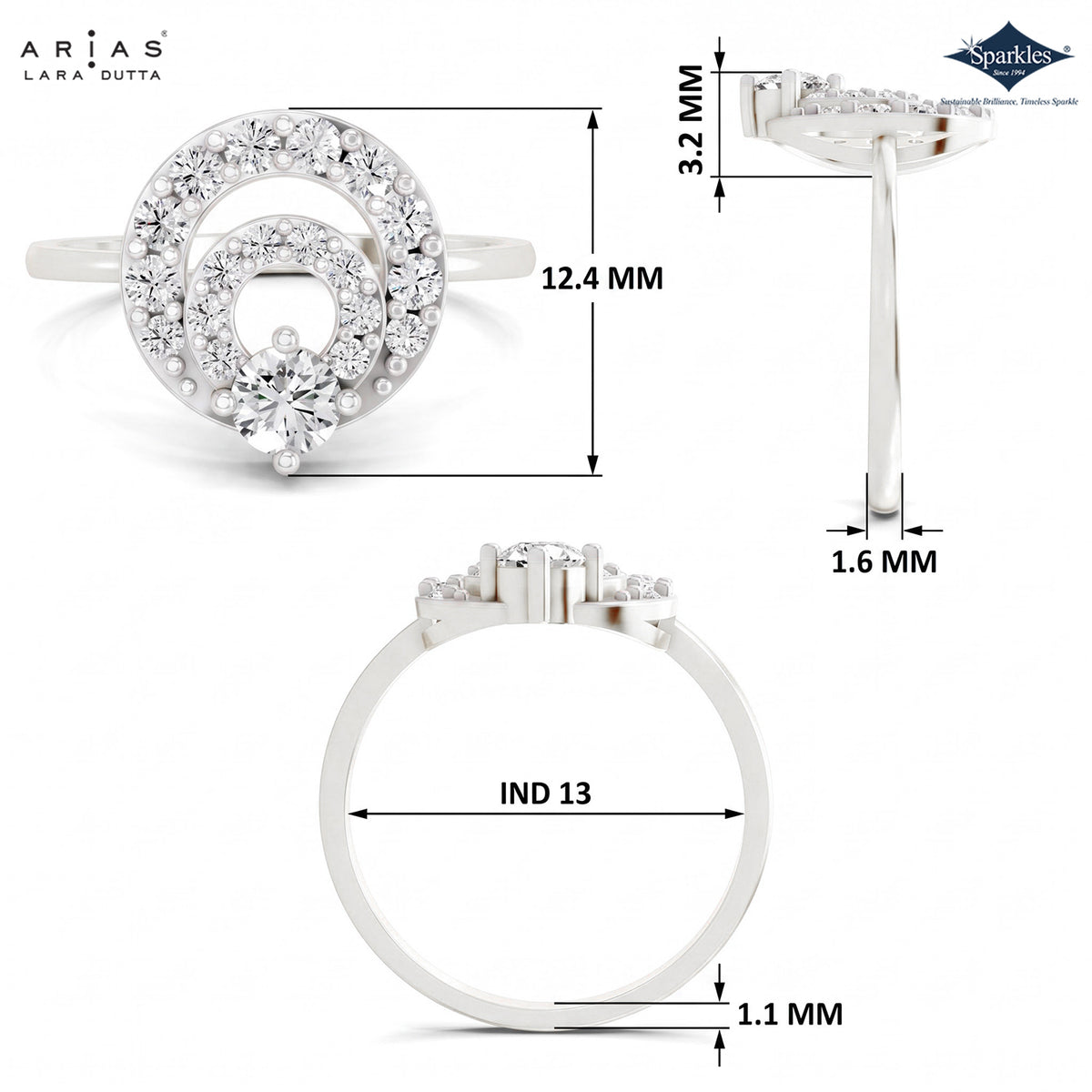 Arias by Lara Dutta Round Open Halo Diamond Ring