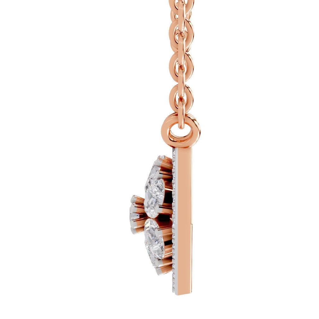 1.63 Carat Pear Floral Diamond Necklace 14K - Rose Gold