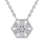 1.63 Carat Pear Floral Diamond Necklace 14K - White Gold