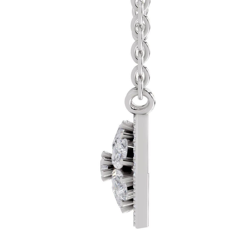 1.63 Carat Pear Floral Diamond Necklace 14K - White Gold