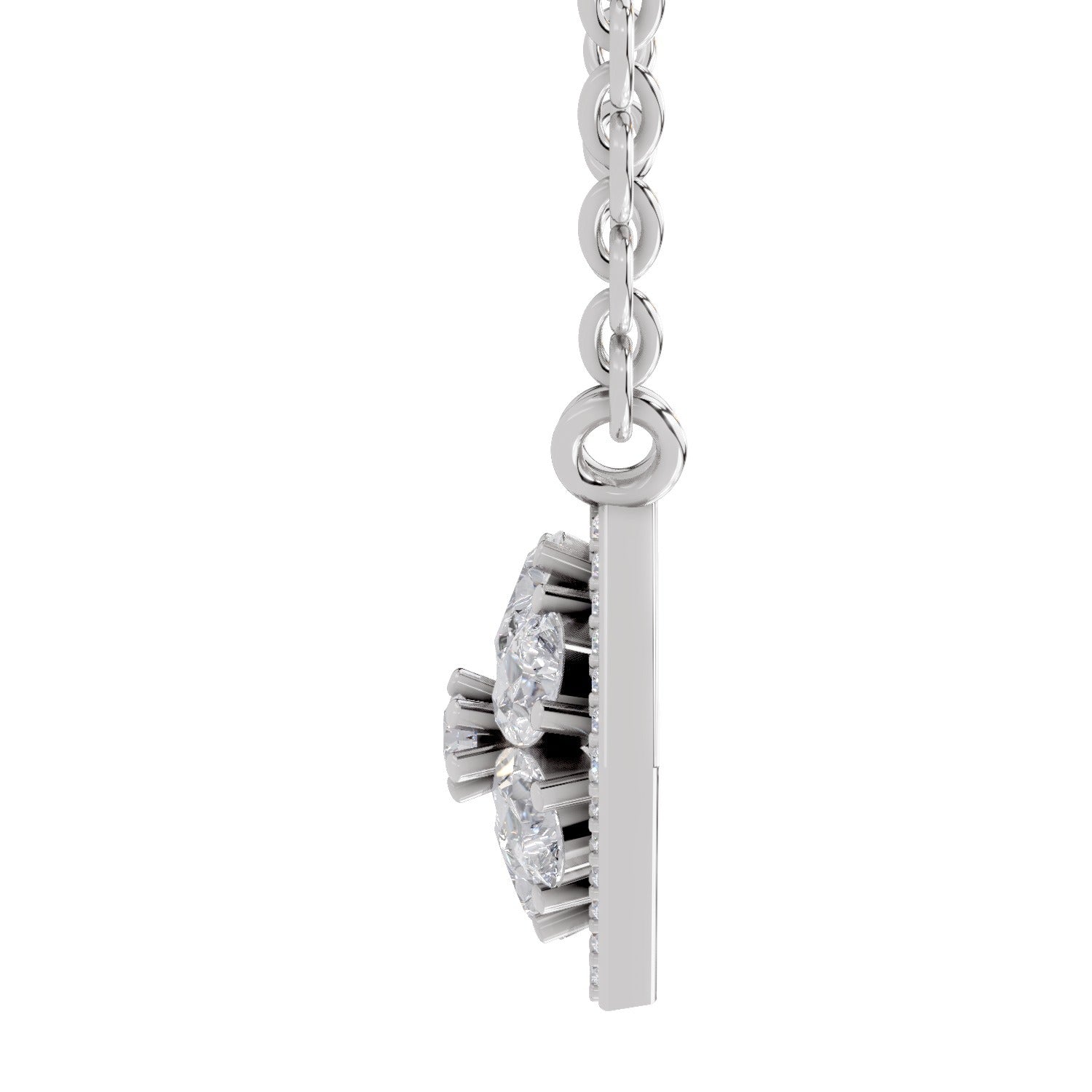 1.63 Carat Pear Floral Diamond Necklace 14K - White Gold