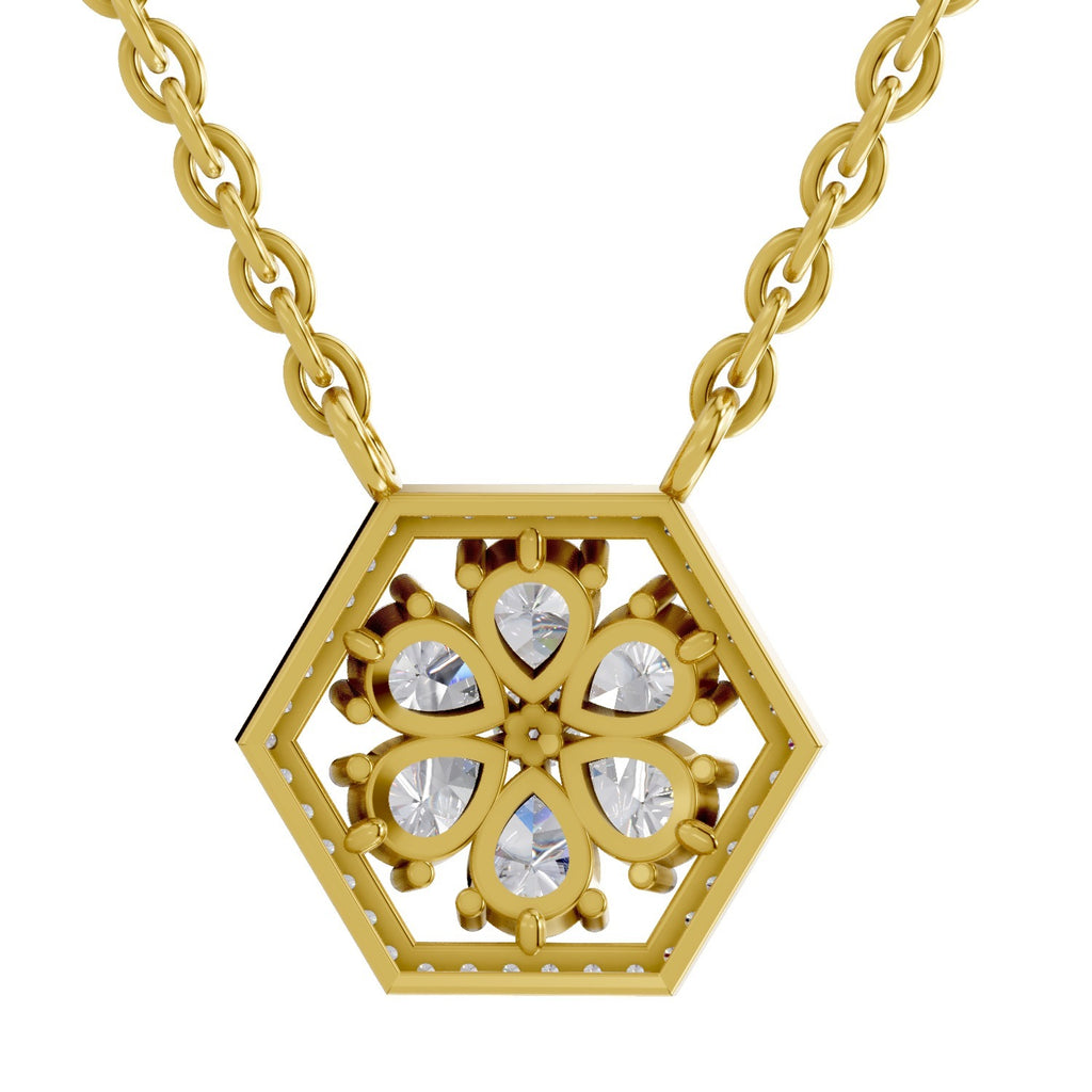 1.63 Carat Pear Floral Diamond Necklace 14K