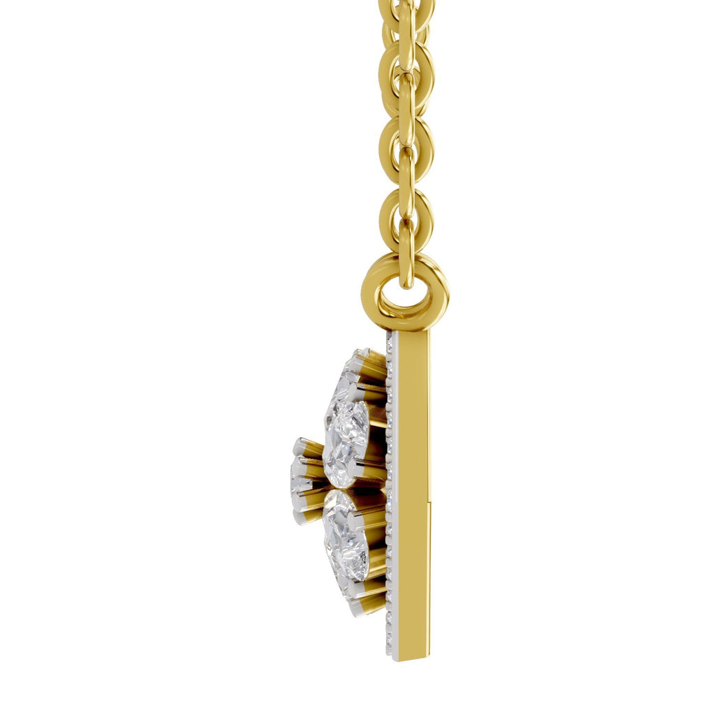 1.63 Carat Pear Floral Diamond Necklace 14K