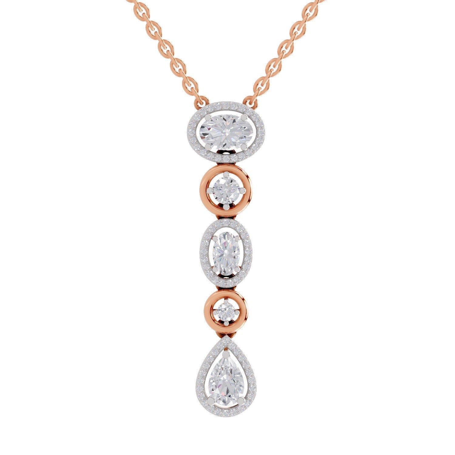 1.76 Carat Multi-Diamond Drop Necklace 14K - Rose Gold