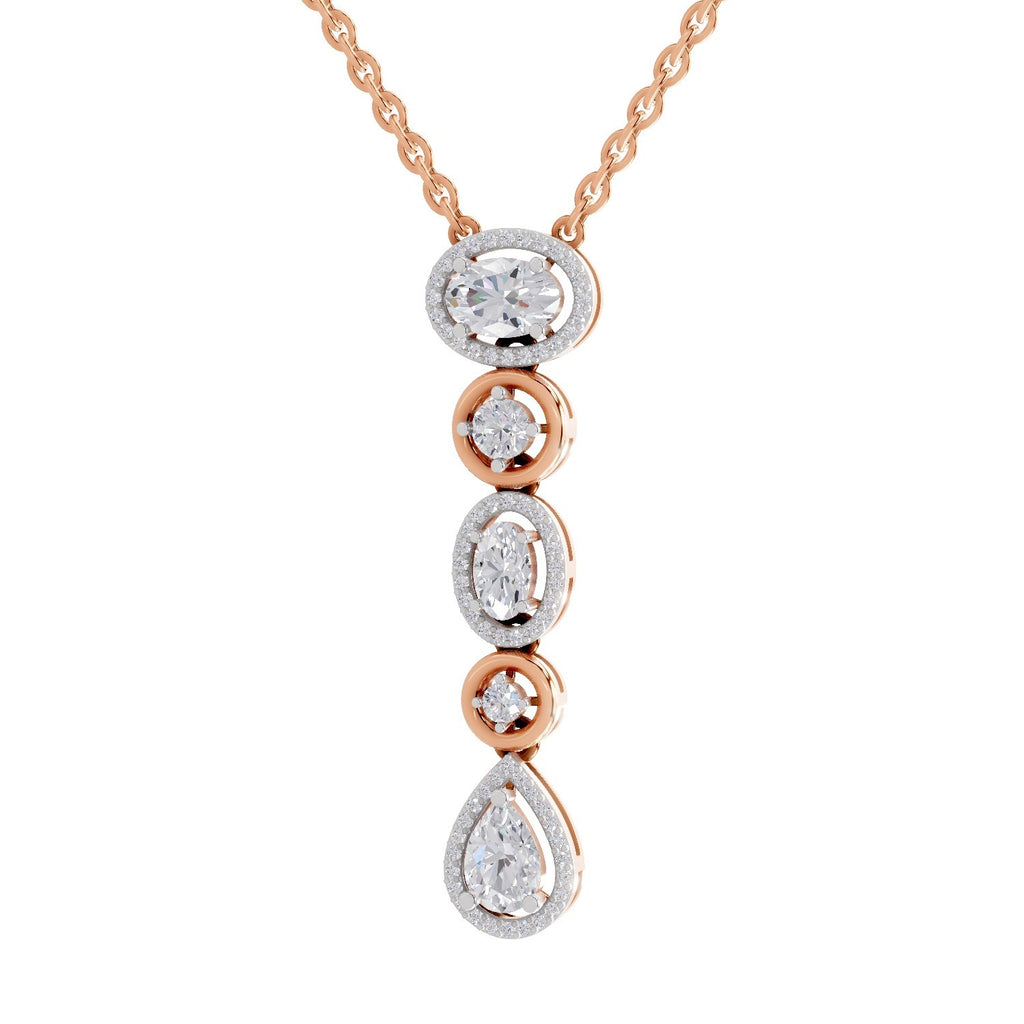 1.76 Carat Multi-Diamond Drop Necklace 14K - Rose Gold