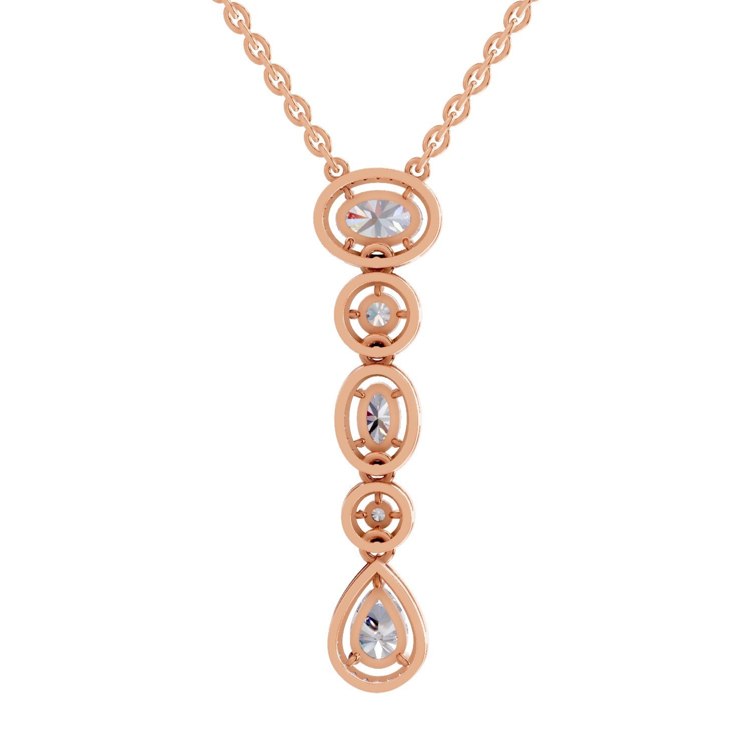 1.76 Carat Multi-Diamond Drop Necklace 14K - Rose Gold
