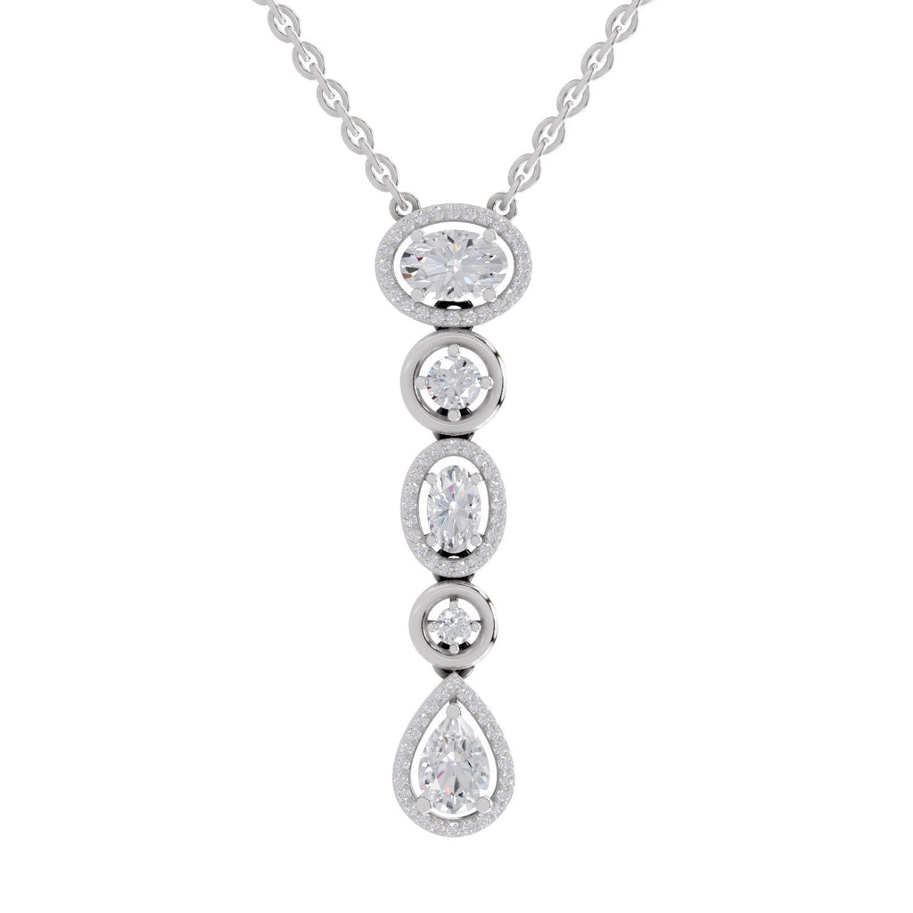 1.76 Carat Multi-Diamond Drop Necklace 14K - White Gold