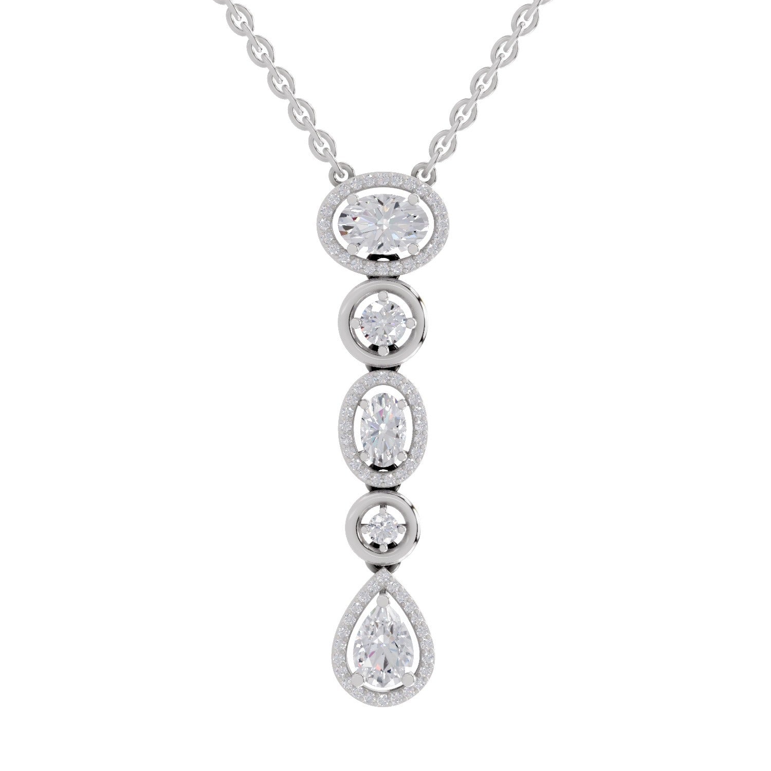 1.76 Carat Multi-Diamond Drop Necklace 14K - White Gold