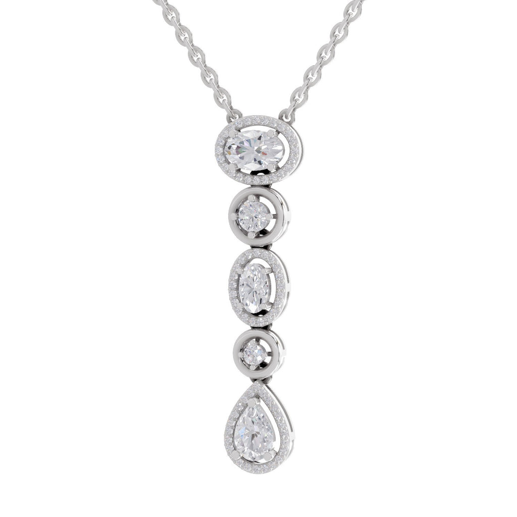 1.76 Carat Multi-Diamond Drop Necklace 14K - White Gold