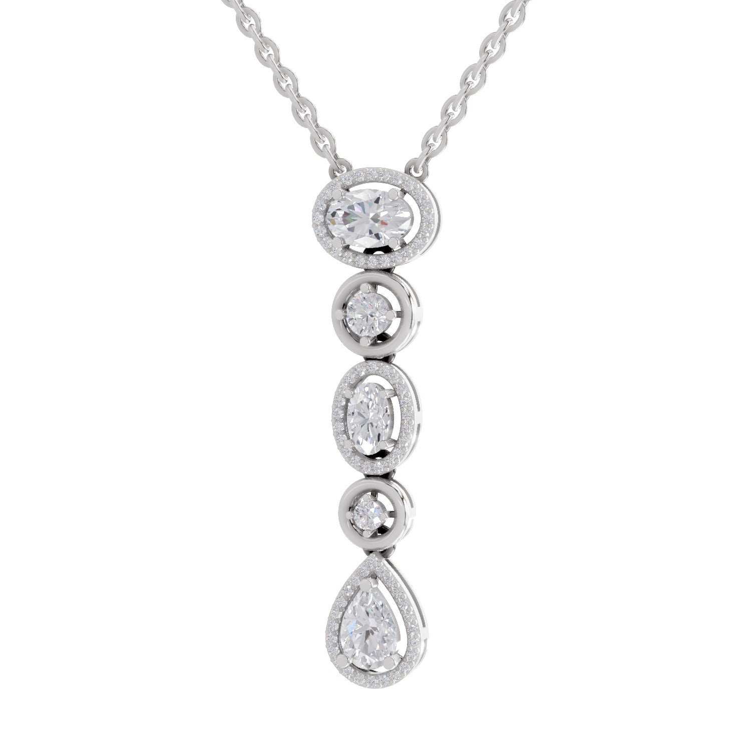 1.76 Carat Multi-Diamond Drop Necklace 14K - White Gold