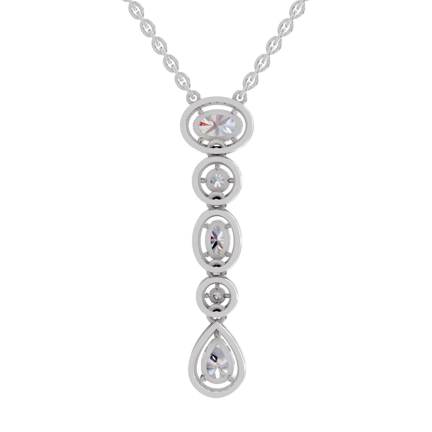 1.76 Carat Multi-Diamond Drop Necklace 14K - White Gold