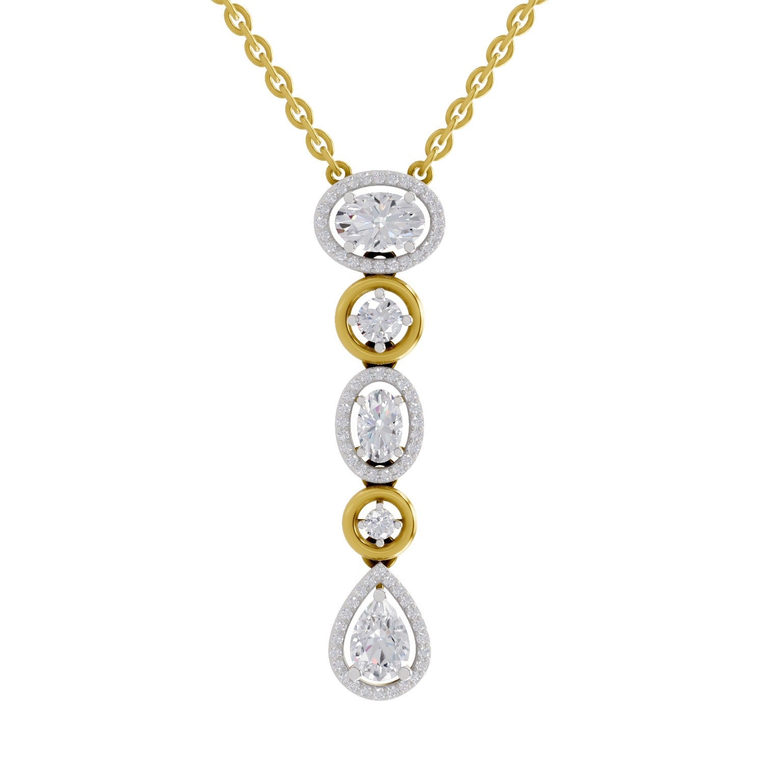 1.76 Carat Multi-Diamond Drop Necklace 14K
