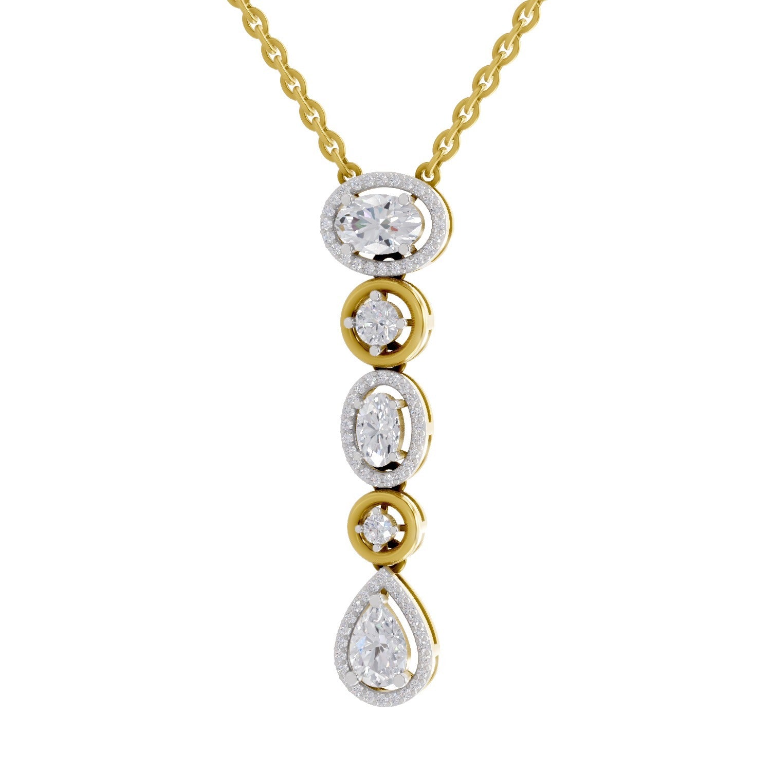 1.76 Carat Multi-Diamond Drop Necklace 14K