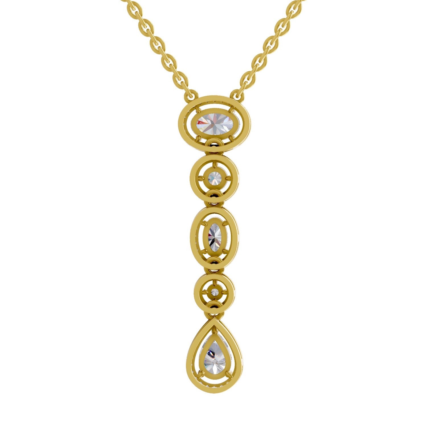 1.76 Carat Multi-Diamond Drop Necklace 14K