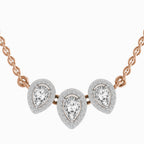 1.87 Carat Pear Shape Trio of Grace Diamond Pendant Necklace 14K - Rose Gold