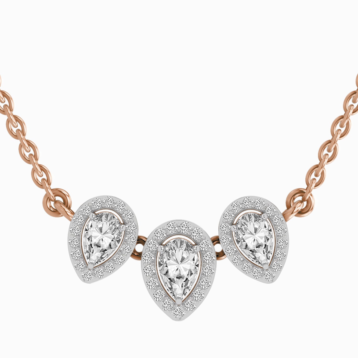1.87 Carat Pear Shape Trio of Grace Diamond Pendant Necklace 14K - Rose Gold