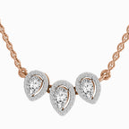 1.87 Carat Pear Shape Trio of Grace Diamond Pendant Necklace 14K - Rose Gold