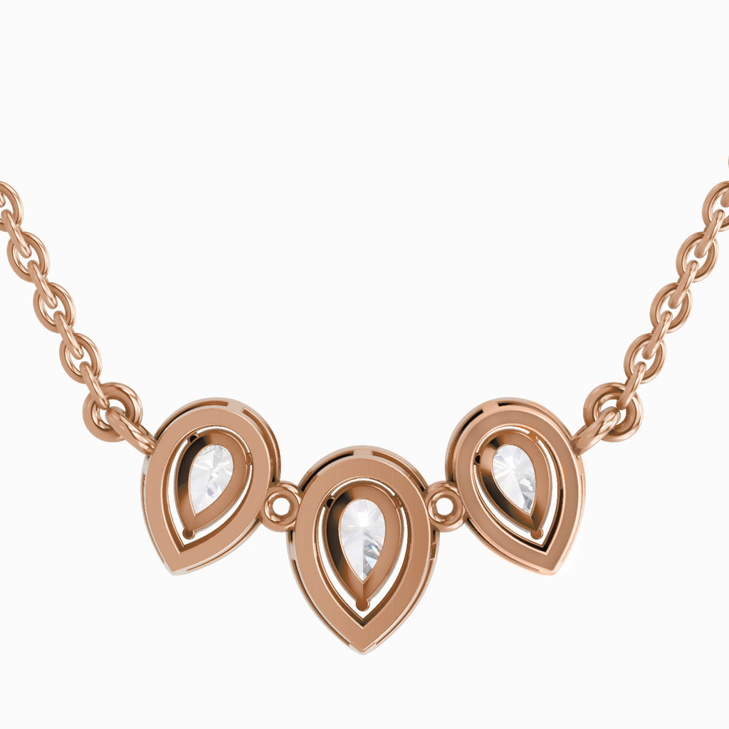 1.87 Carat Pear Shape Trio of Grace Diamond Pendant Necklace 14K - Rose Gold