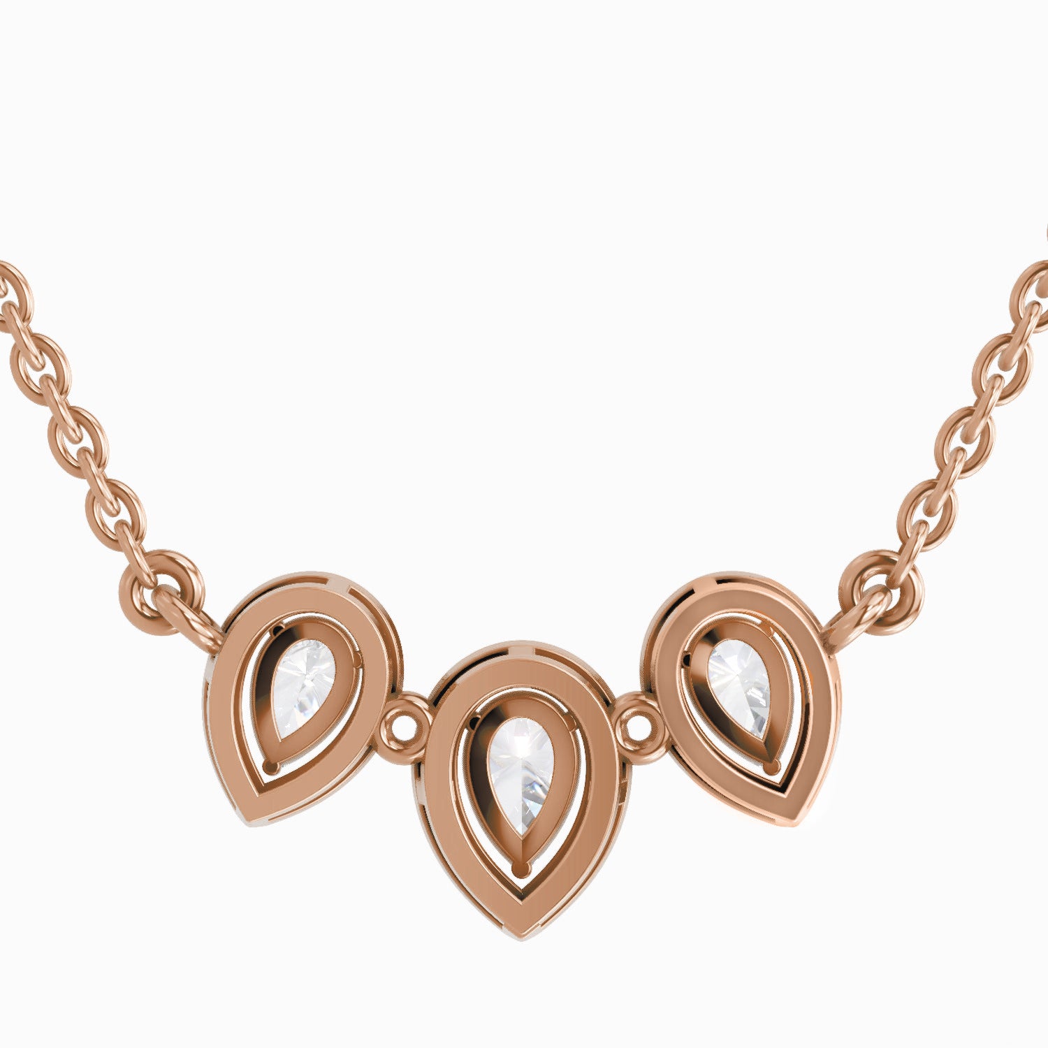 1.87 Carat Pear Shape Trio of Grace Diamond Pendant Necklace 14K - Rose Gold
