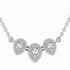 1.87 Carat Pear Shape Trio of Grace Diamond Pendant Necklace 14K - White Gold