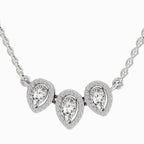 1.87 Carat Pear Shape Trio of Grace Diamond Pendant Necklace 14K - White Gold