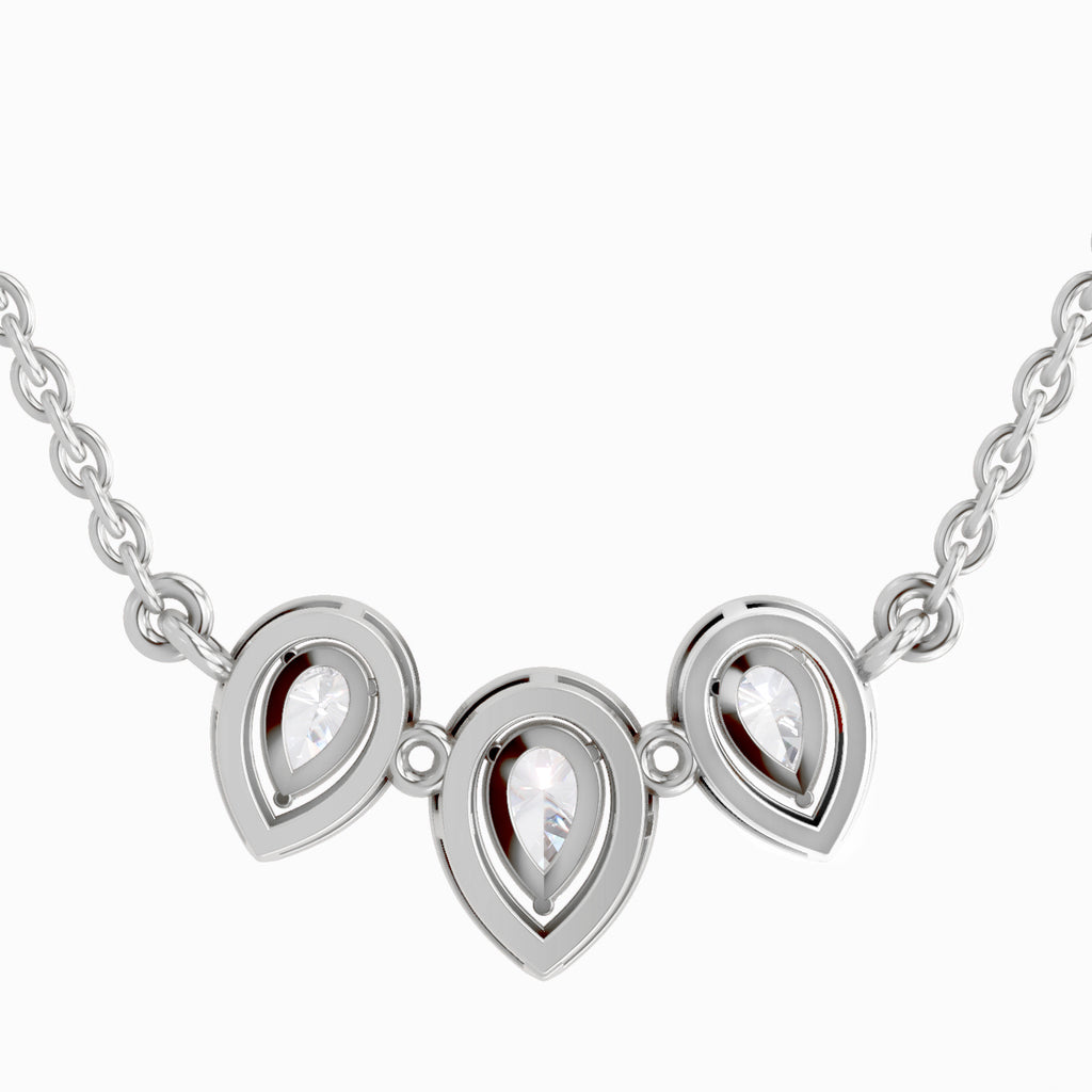 1.87 Carat Pear Shape Trio of Grace Diamond Pendant Necklace 14K - White Gold