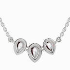 1.87 Carat Pear Shape Trio of Grace Diamond Pendant Necklace 14K - White Gold