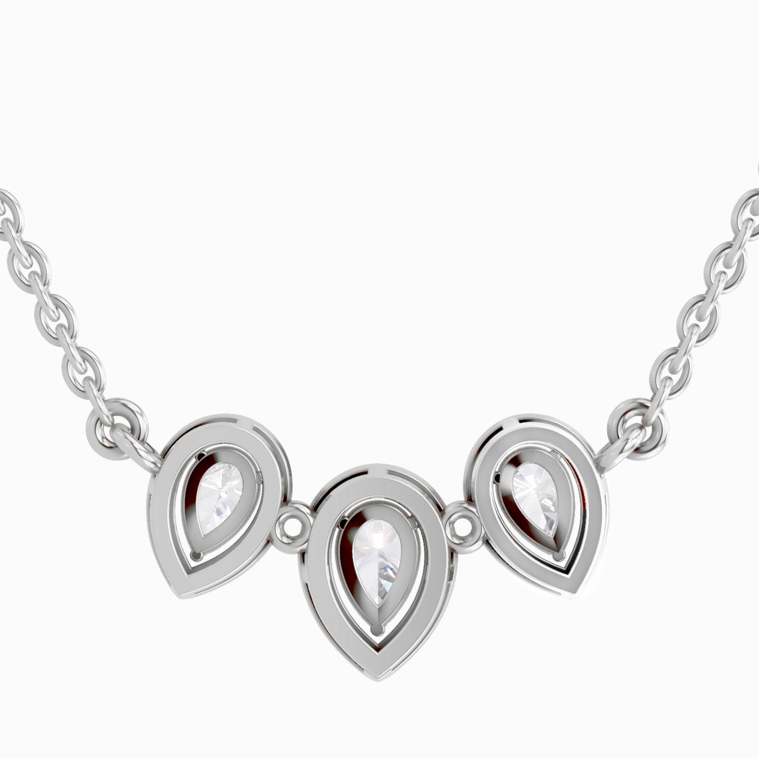 1.87 Carat Pear Shape Trio of Grace Diamond Pendant Necklace 14K - White Gold