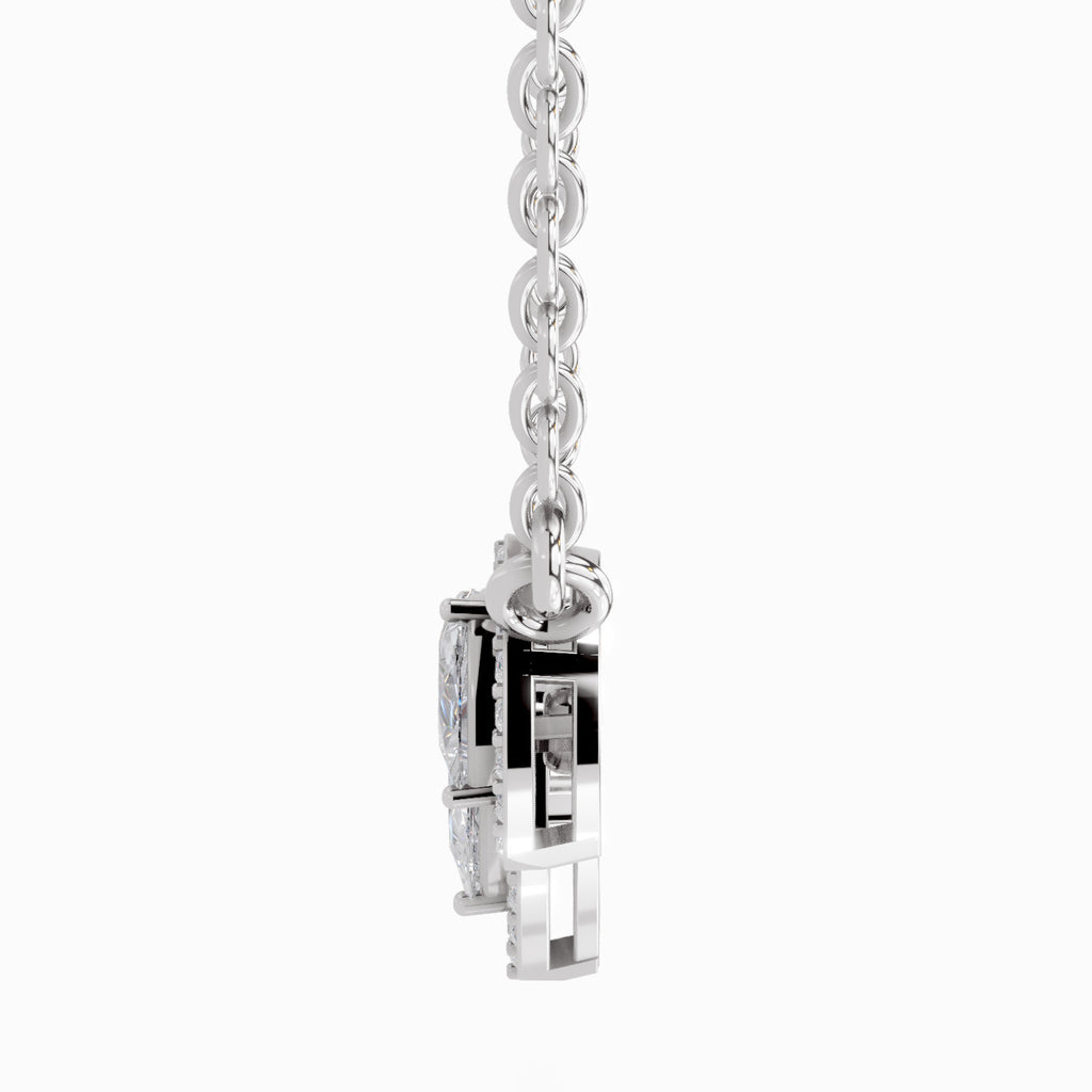 1.87 Carat Pear Shape Trio of Grace Diamond Pendant Necklace 14K - White Gold