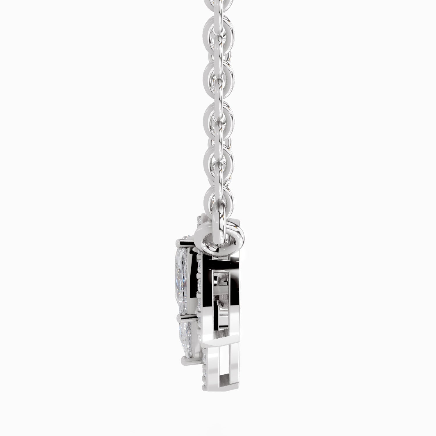 1.87 Carat Pear Shape Trio of Grace Diamond Pendant Necklace 14K - White Gold