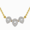 1.87 Carat Pear Shape Trio of Grace Diamond Pendant Necklace 14K