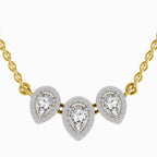1.87 Carat Pear Shape Trio of Grace Diamond Pendant Necklace 14K
