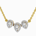 1.87 Carat Pear Shape Trio of Grace Diamond Pendant Necklace 14K