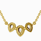 1.87 Carat Pear Shape Trio of Grace Diamond Pendant Necklace 14K