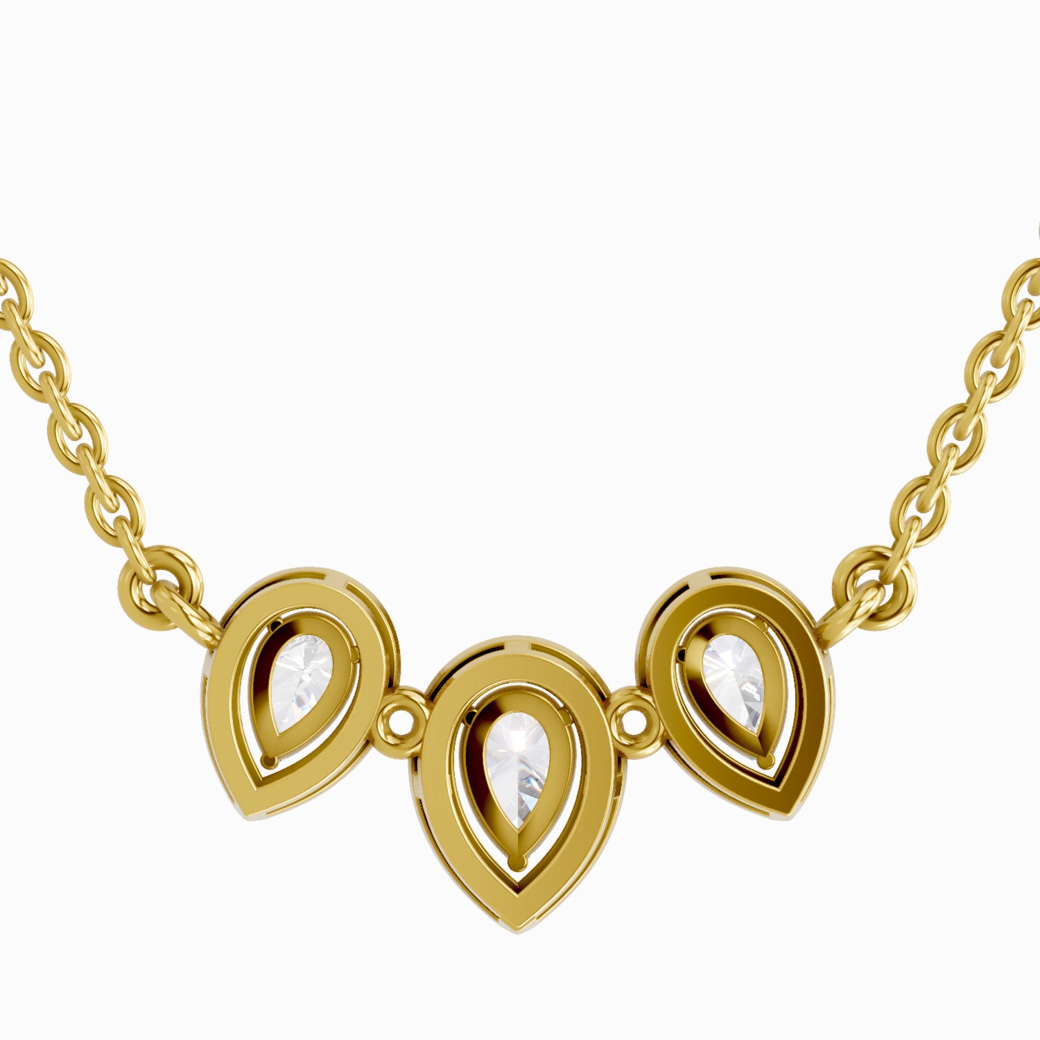1.87 Carat Pear Shape Trio of Grace Diamond Pendant Necklace 14K