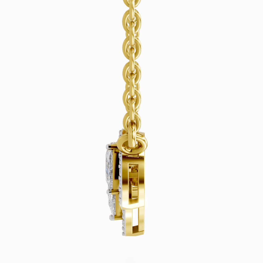 1.87 Carat Pear Shape Trio of Grace Diamond Pendant Necklace 14K