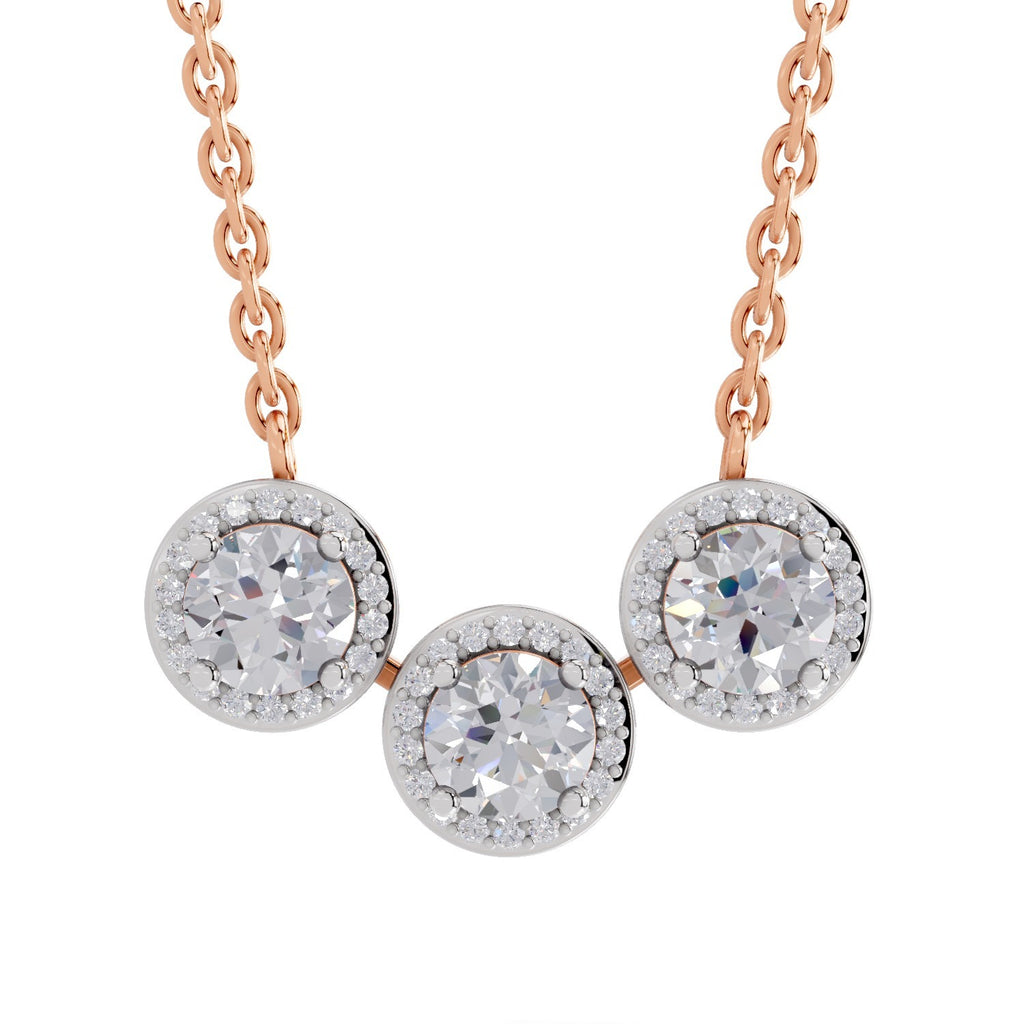 1.64 Carat Halo Diamond Necklace 14K - Rose Gold