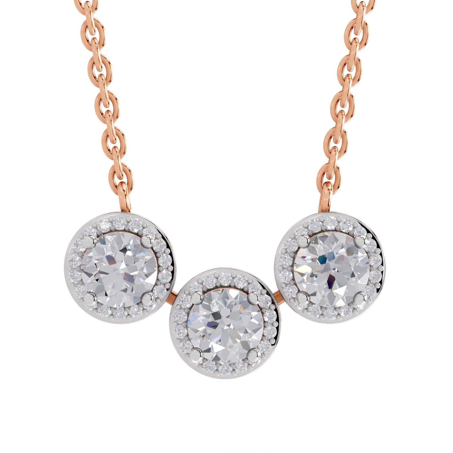 1.64 Carat Halo Diamond Necklace 14K - Rose Gold