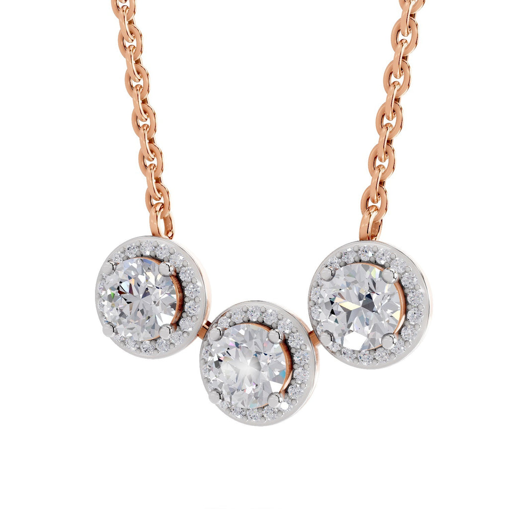 1.64 Carat Halo Diamond Necklace 14K - Rose Gold