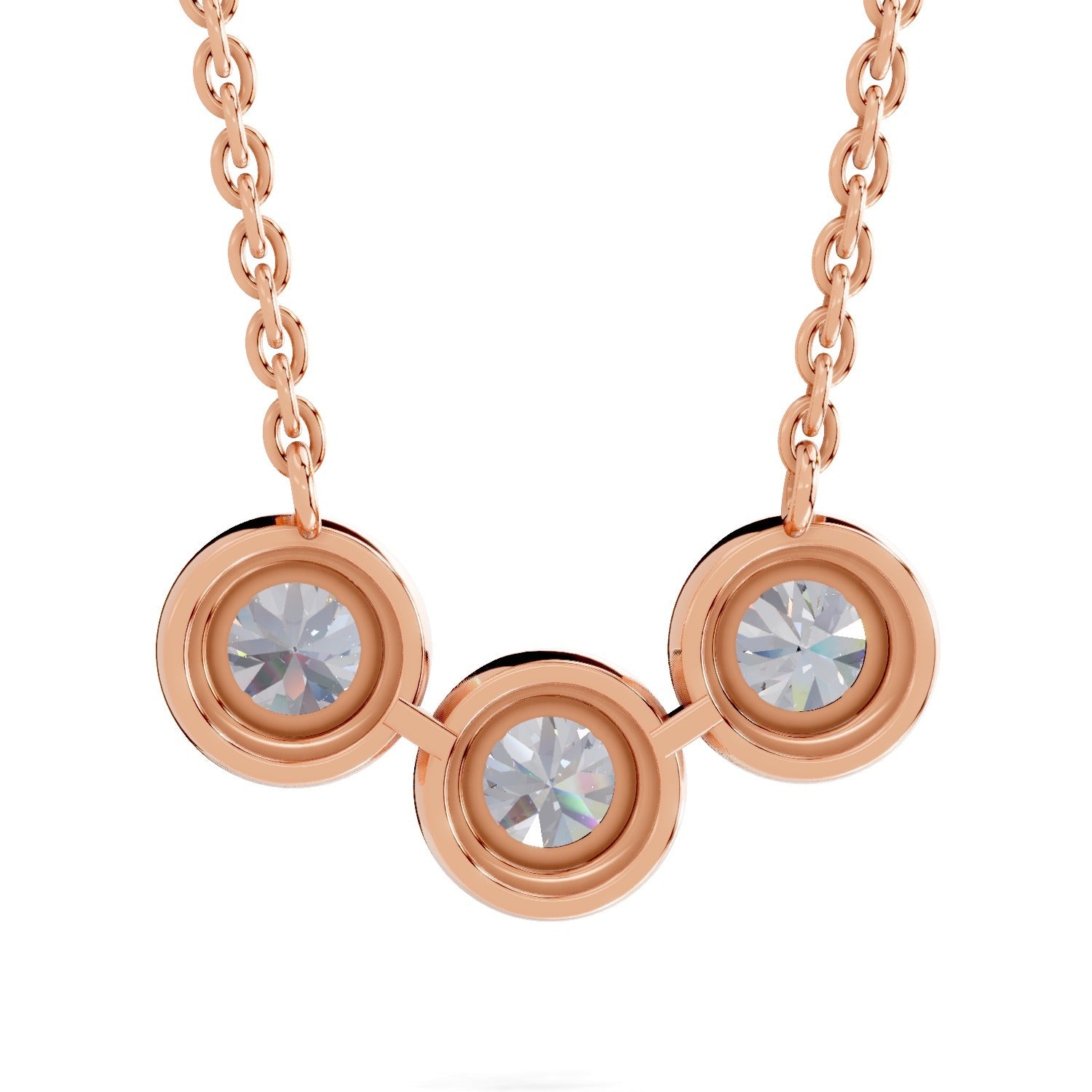 1.64 Carat Halo Diamond Necklace 14K - Rose Gold