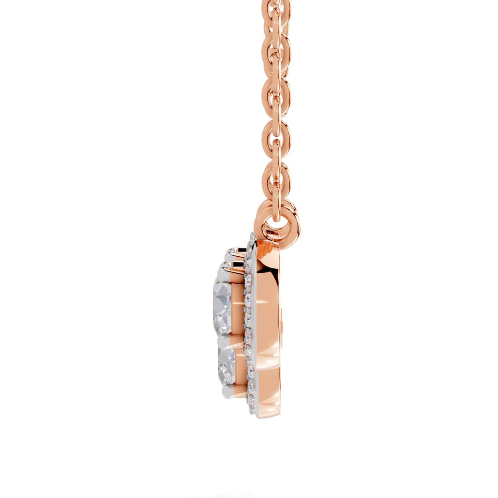 1.64 Carat Halo Diamond Necklace 14K - Rose Gold