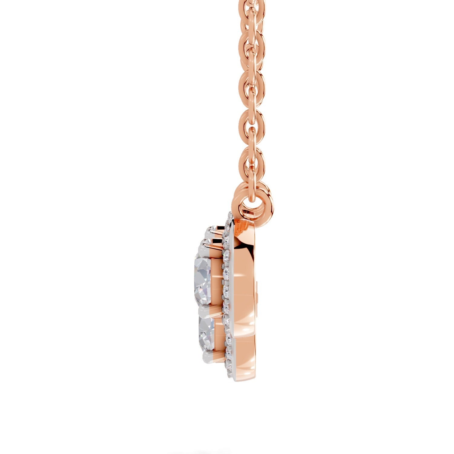 1.64 Carat Halo Diamond Necklace 14K - Rose Gold