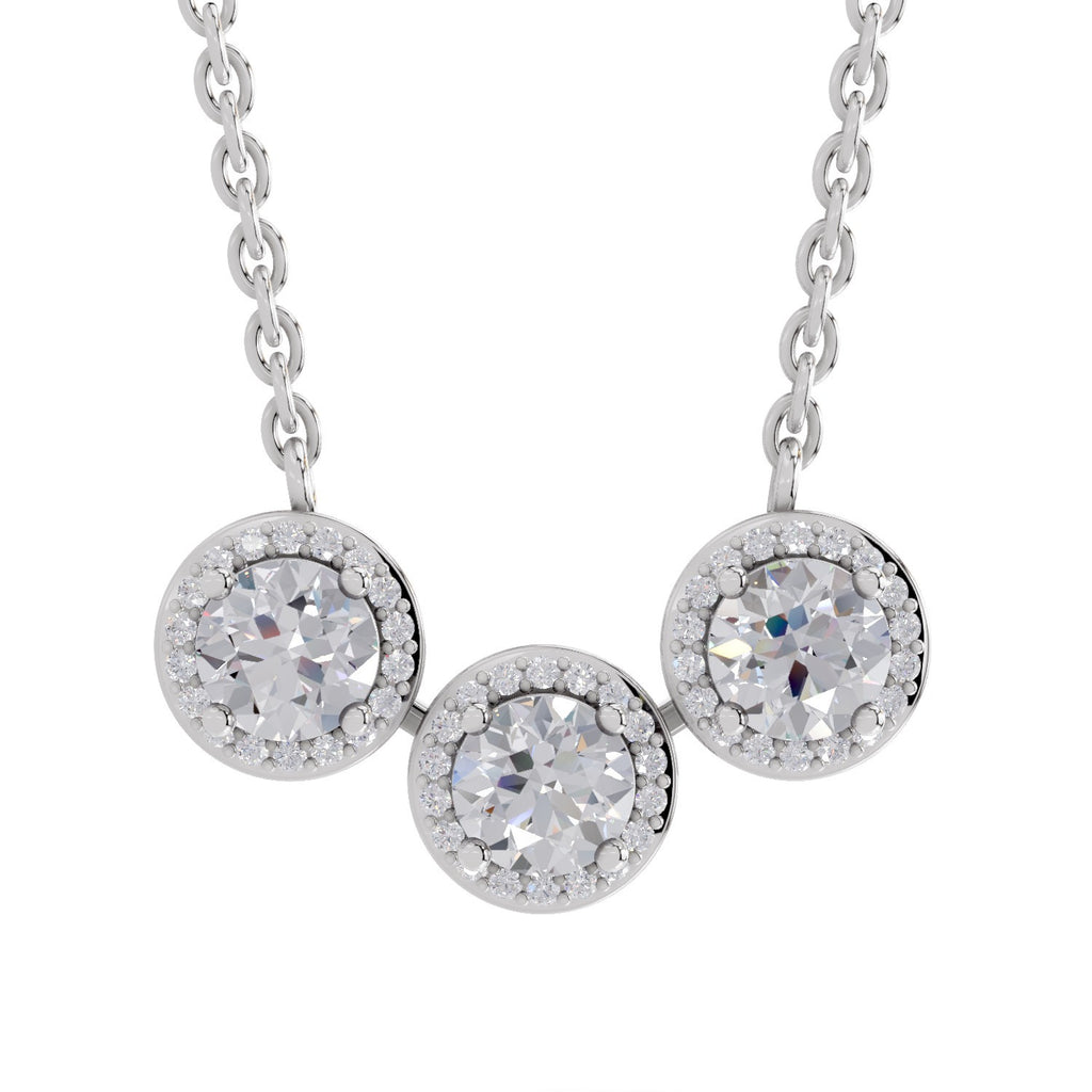 1.64 Carat Halo Diamond Necklace 14K - White Gold
