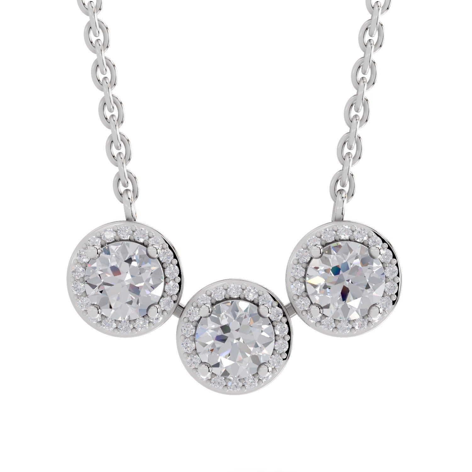 1.64 Carat Halo Diamond Necklace 14K - White Gold