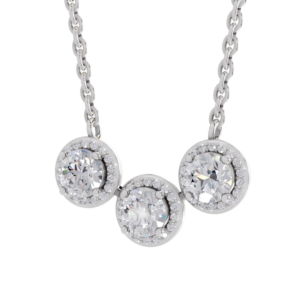 1.64 Carat Halo Diamond Necklace 14K - White Gold