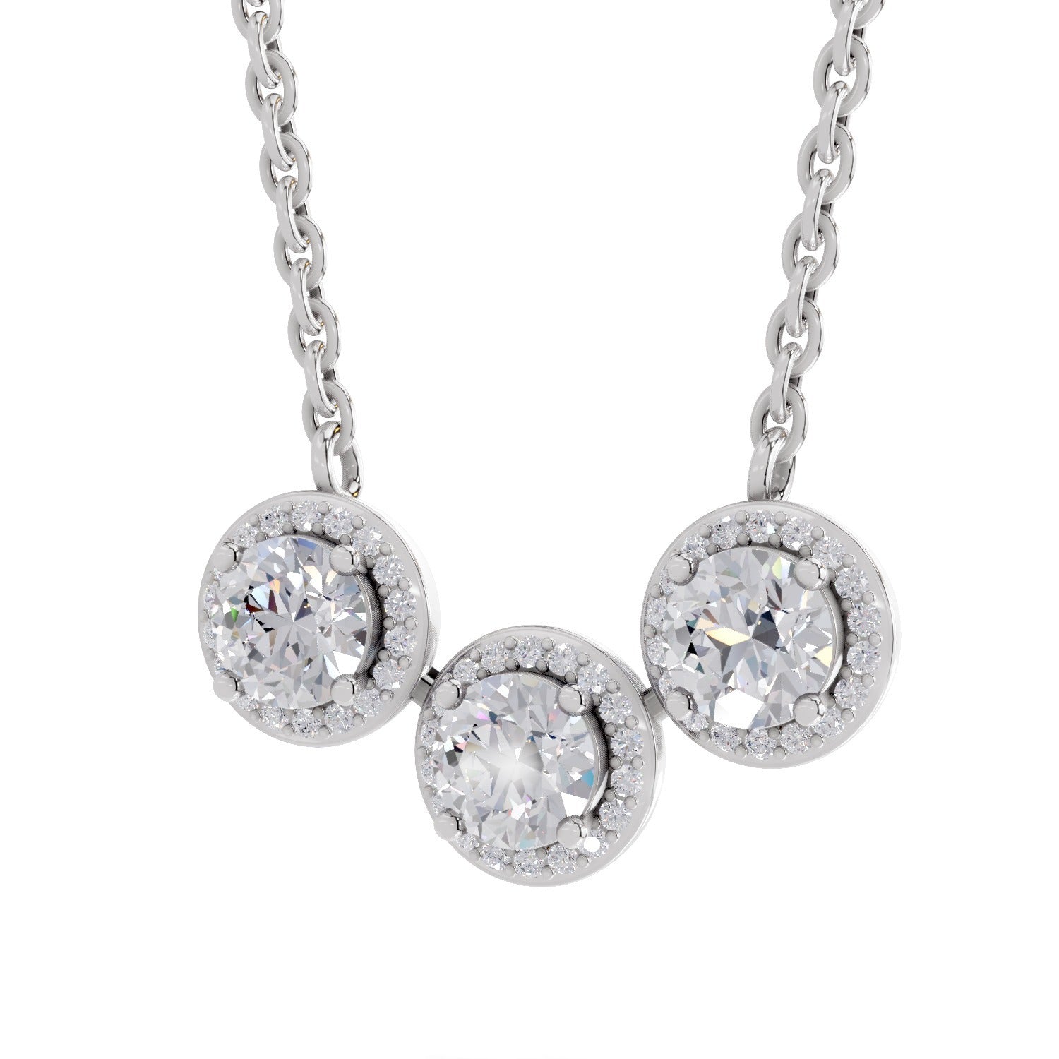 1.64 Carat Halo Diamond Necklace 14K - White Gold