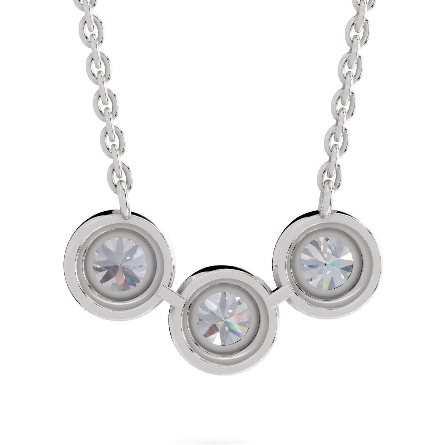 1.64 Carat Halo Diamond Necklace 14K - White Gold
