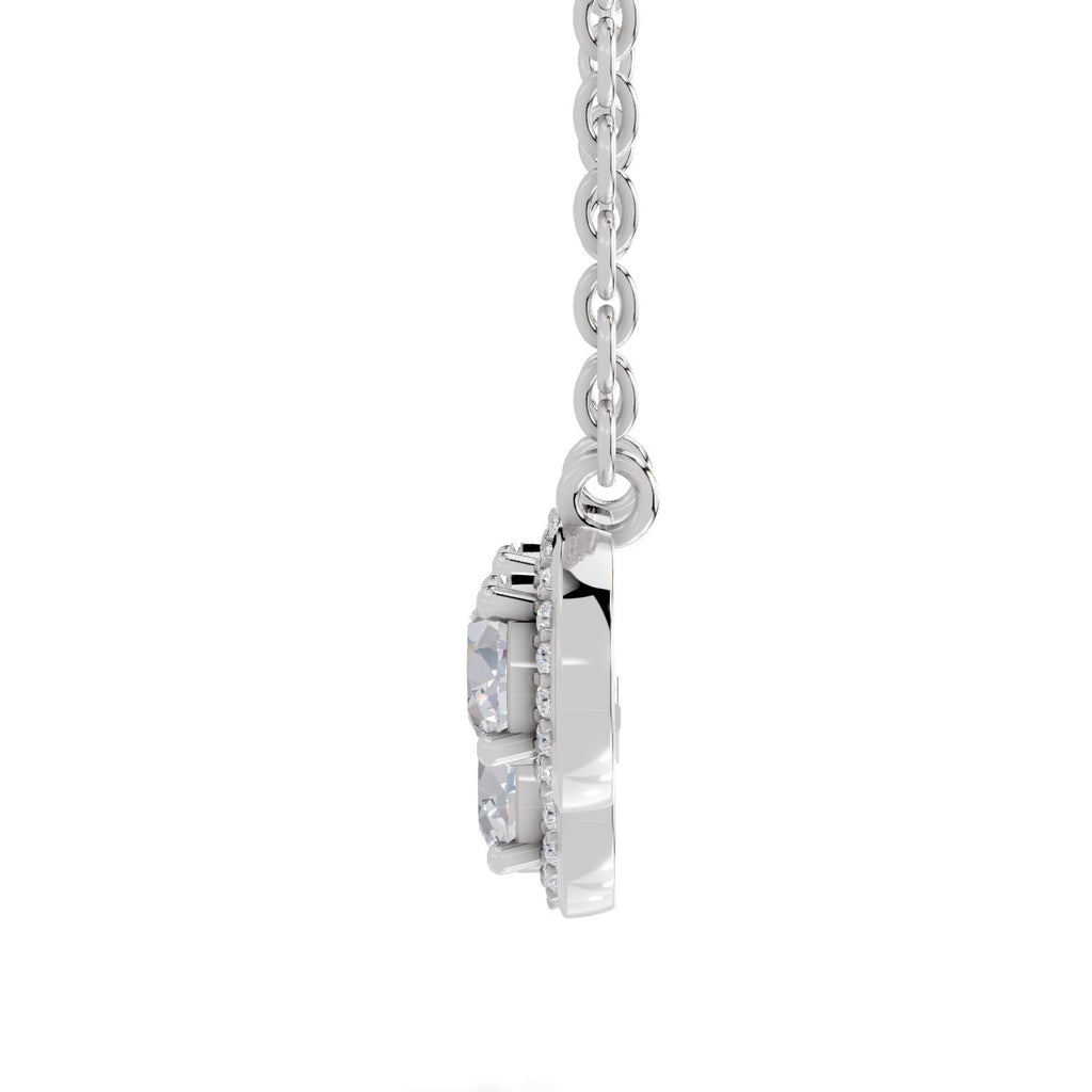 1.64 Carat Halo Diamond Necklace 14K - White Gold
