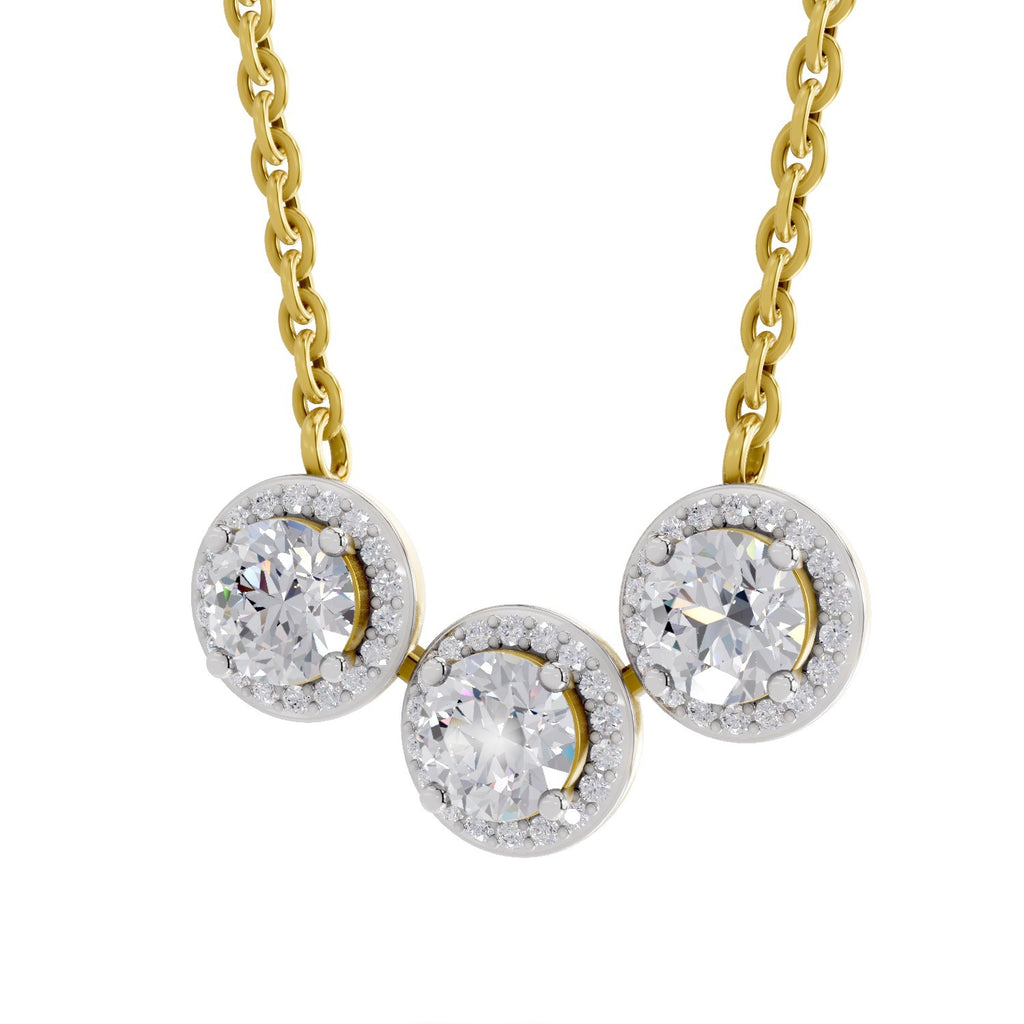1.64 Carat Halo Diamond Necklace 14K